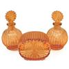 Image 1 : Peach Pink Depression Glass Art Deco Vanity Set#2129263