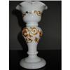 Image 1 : Hand Blown Milk Glass Vase painted w gold! #2140699
