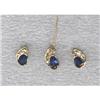 Image 1 : 10k Gold and Sapphire Necklace & Earrings set  #2154791