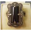Image 1 : Art Nouveau Onyx and Marcasite Ring #2175211