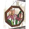 Image 1 : IRIS FLORAL GARDEN SMALL STAINED GLASS WINDOW #2175413