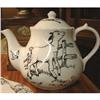 Image 1 : BLACK TRANSFER BARNYARD TOILE TEA POT TEAPOT #2175426