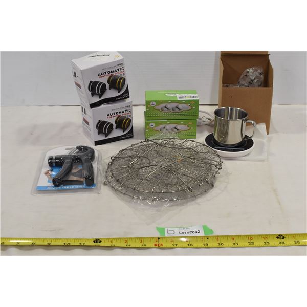 Misc. Lot w/ Grip Strength Handle, Mug Warmer, Toothpick Holders