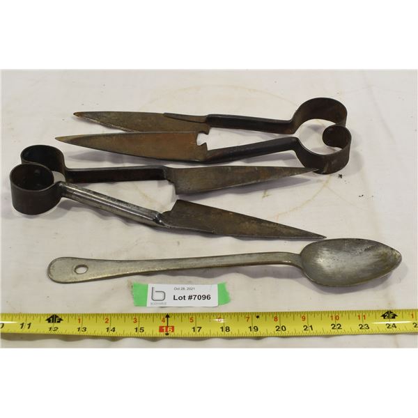 Vintage Metal Shears & Serving Spoon