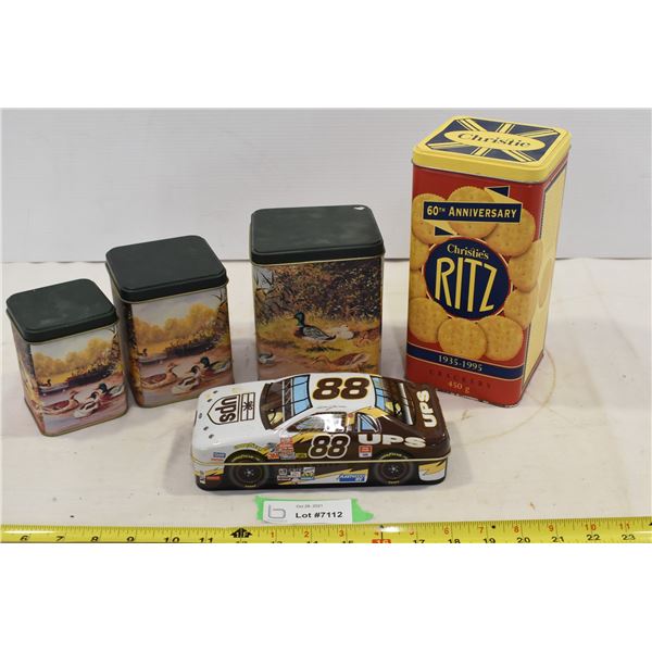 Vintage Ritz Tin, Nascar Tin, Duck Tins