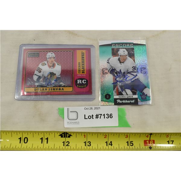 Autographed Rasmus Sandin & Dylan Sikura Rookie card