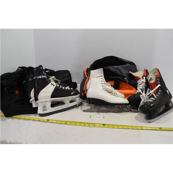 3 Pairs of Skates & 2 Skate Bags