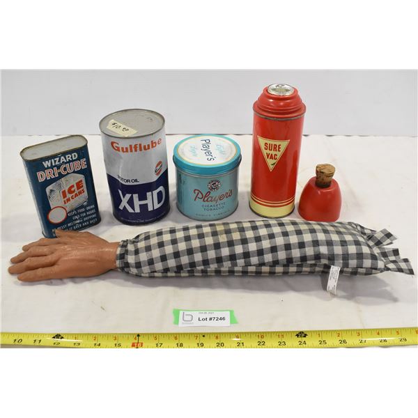 Can of Motor Oil, Dri Cube, Players Tobacco Tin, Misc.