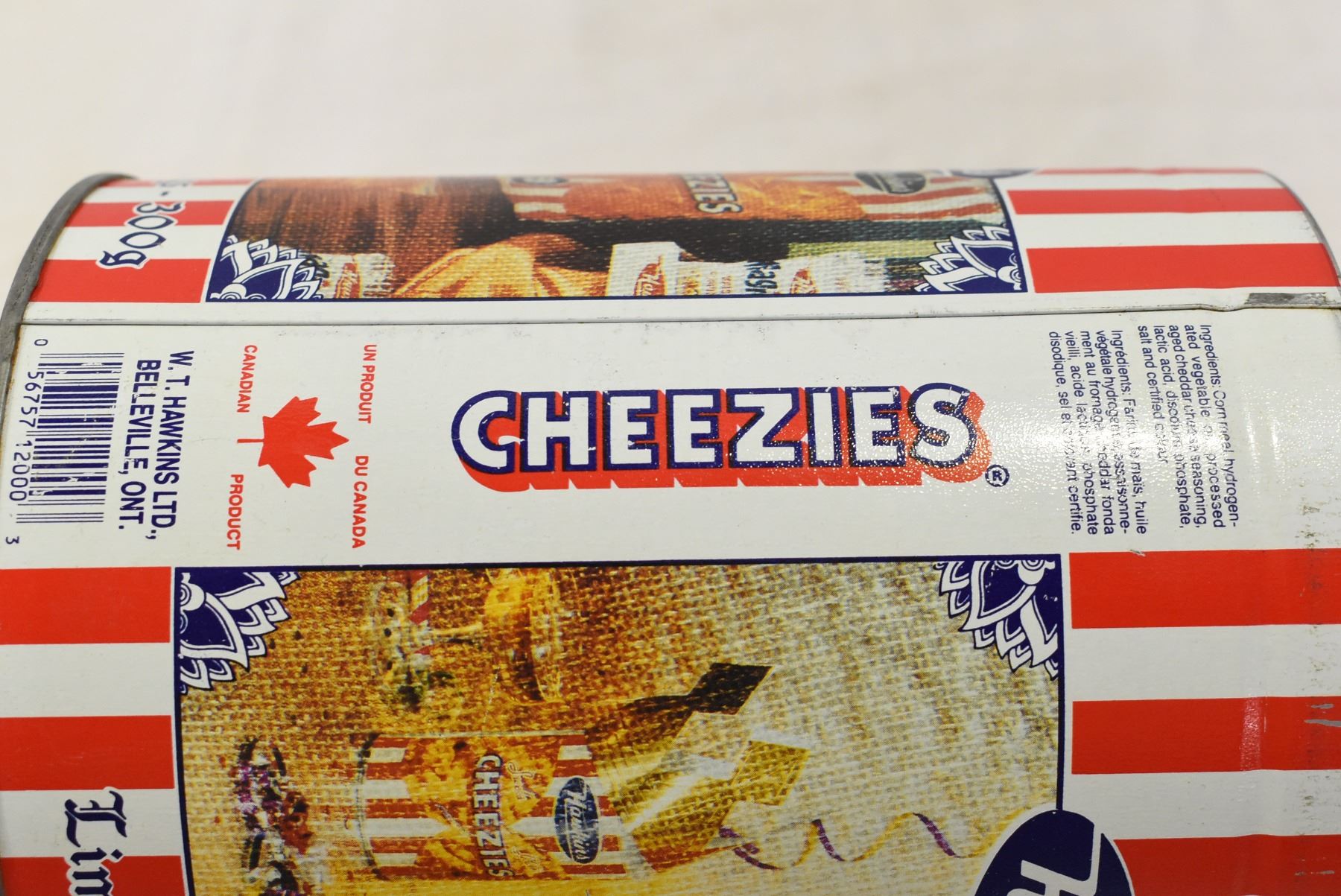 Vintage Hawkins Cheezies Tin - Bodnarus Auctioneering