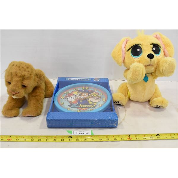 Paw Patrol Clock & Stuffed Animals