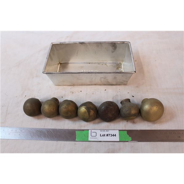 Brass horse harness tops, loaf pan