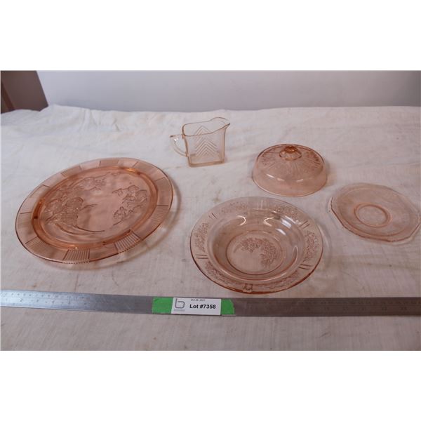 Pink depression glass