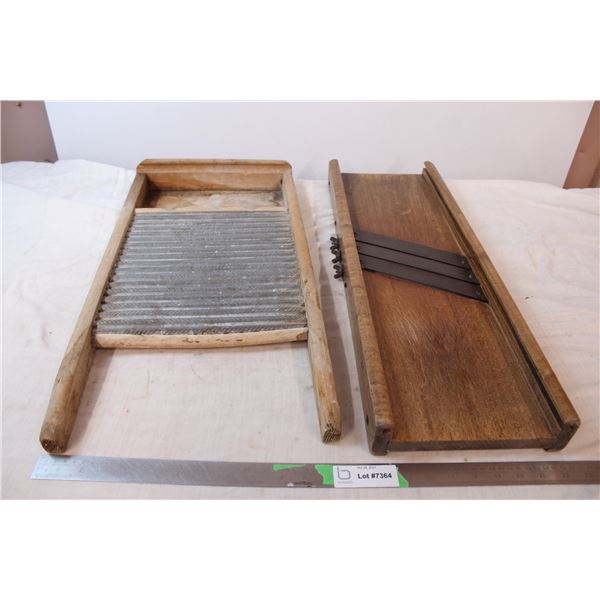 Vintage washboard and cabbage slicer
