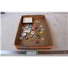 Image 1 : Box of button/pins, red cross, misc