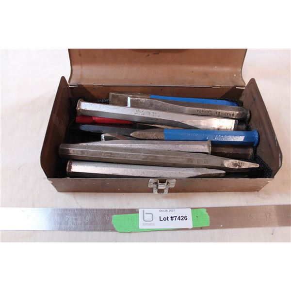 Toolbox filled with chisels