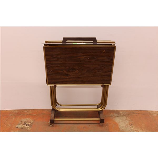*Set of tv dinner trays on rolling rack
