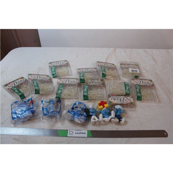 McDonland’s Smurf toys, ornament hooks