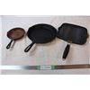 Image 1 : Two cast iron frying pans, and a square pan