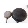 Image 3 : Two cast iron frying pans, and a square pan