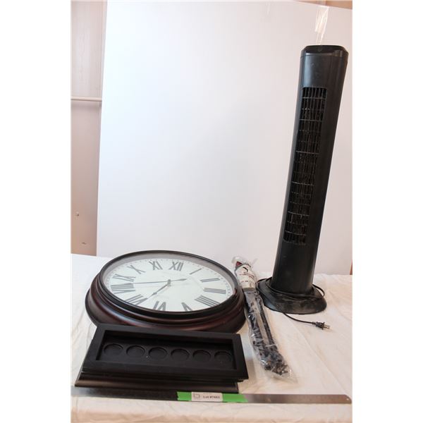 Sterling & Nole wall clock 20” d, partylite candle holder, air humidifier, curtain rod