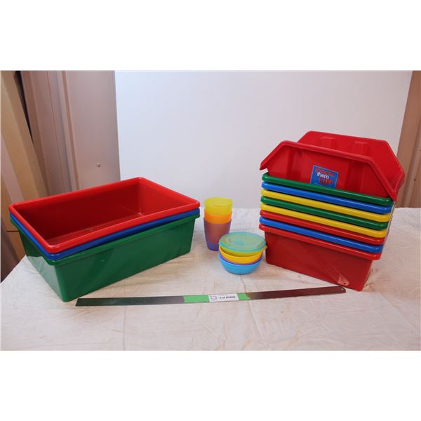 Colourful plastic storage containers
