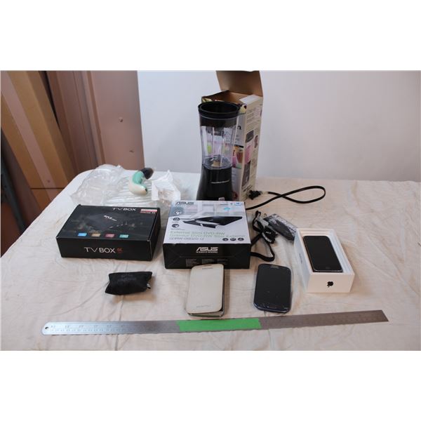 misc. Items; Blender, broken phones, nose inhaler (used/damaged items)