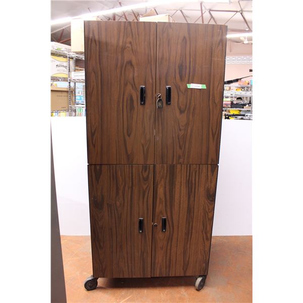 Office cabinet on casters wityh lock and key 25”x33”x72”
