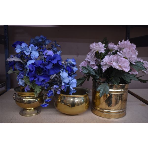 *(3) Brass Flowerpots