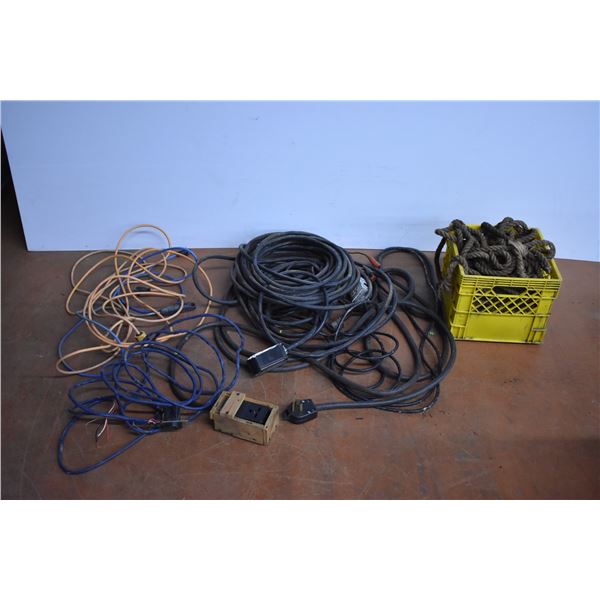 *Various Extension Cords and Crate of Rope