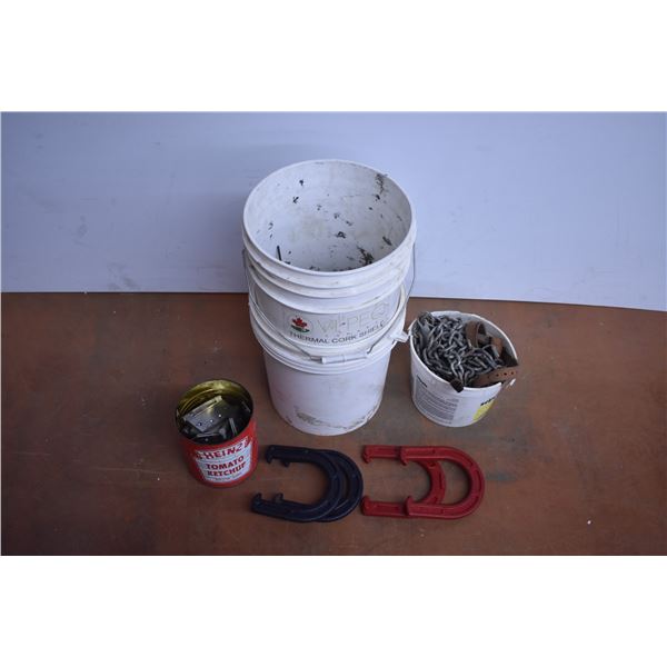*Bucket of Nails, Chain, Door Hinges, and Plastic Horseshoes