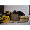 Image 1 : Various Bags and Wicker Box with Sewing Supplies
