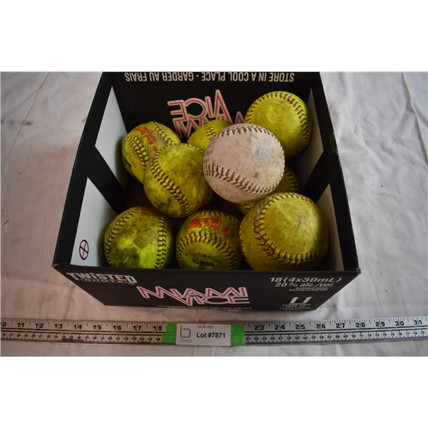 Box of Used Softballs
