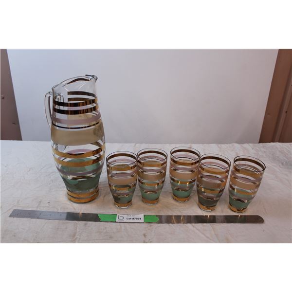 Glass pitcher with matching glasses