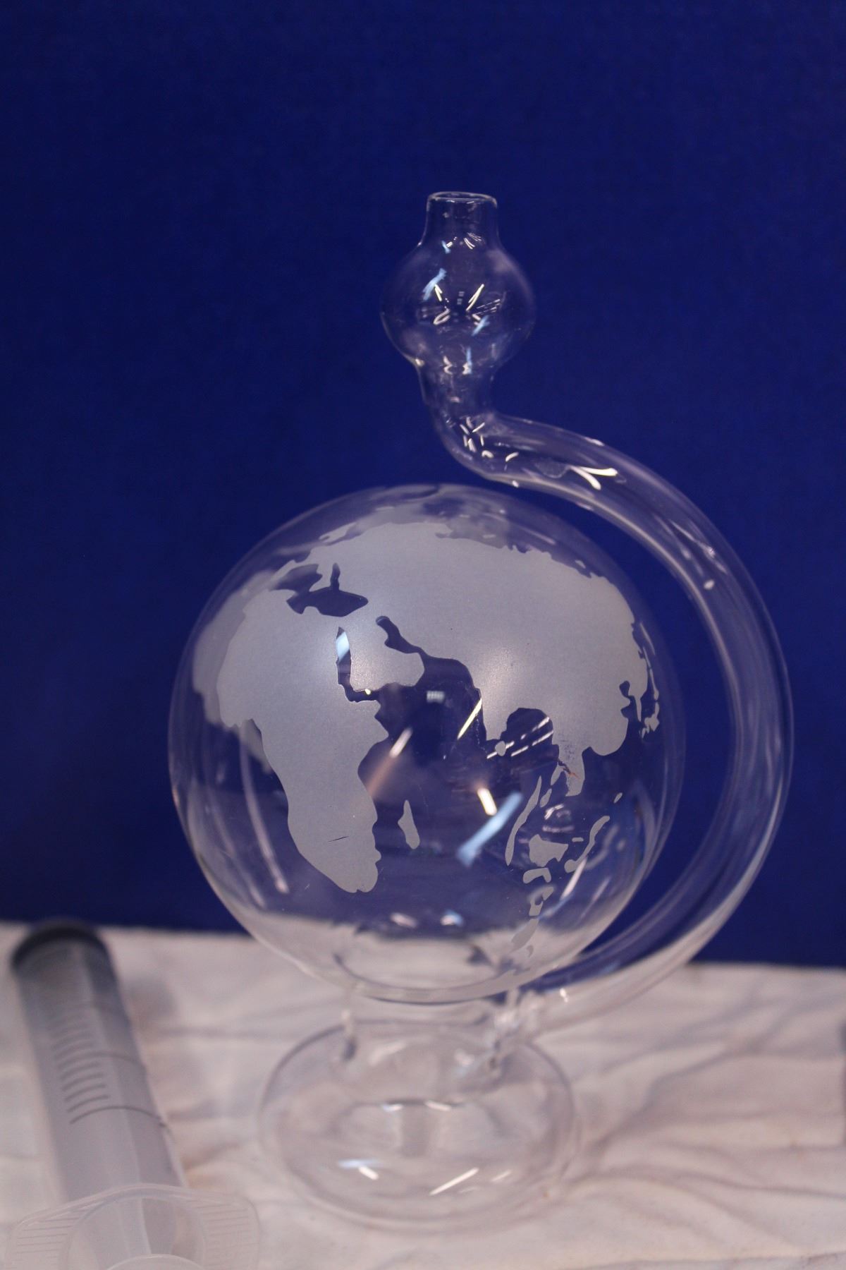 Glass globe barometer, thermometer