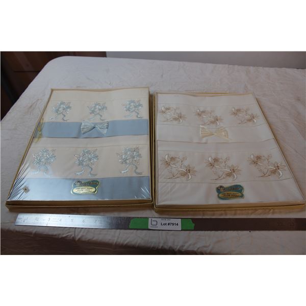 Lady Christina embroidered pillow cases, sealed in box