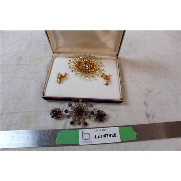 Broaches with matching clip on earrings