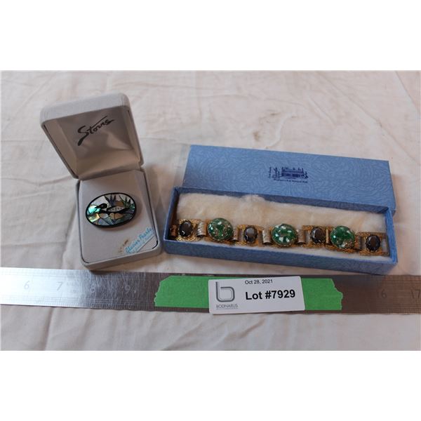 Stone jewelry, broach glacier pearl, Waskesui