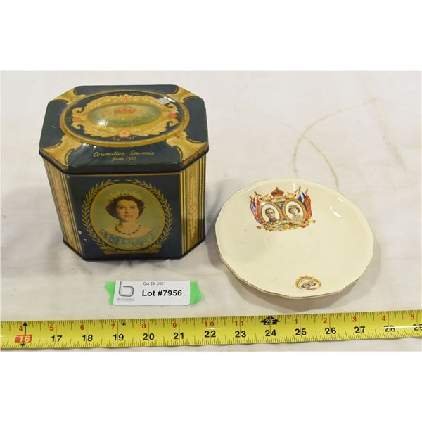 1939 Royal Visit to Canada Commemorative Plate & Royal Tea Tin