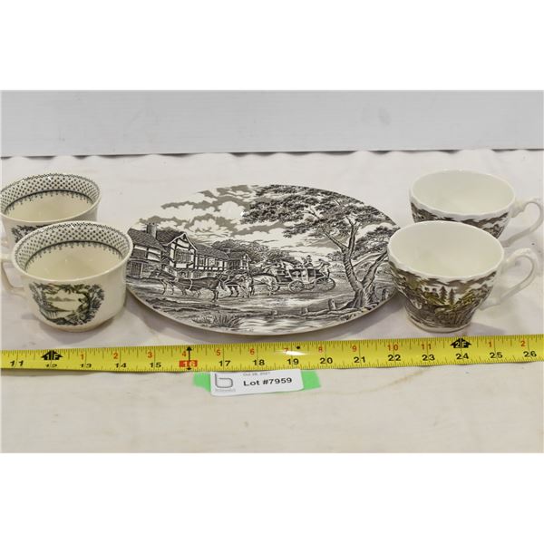 Decorative Plate & Tea Cups