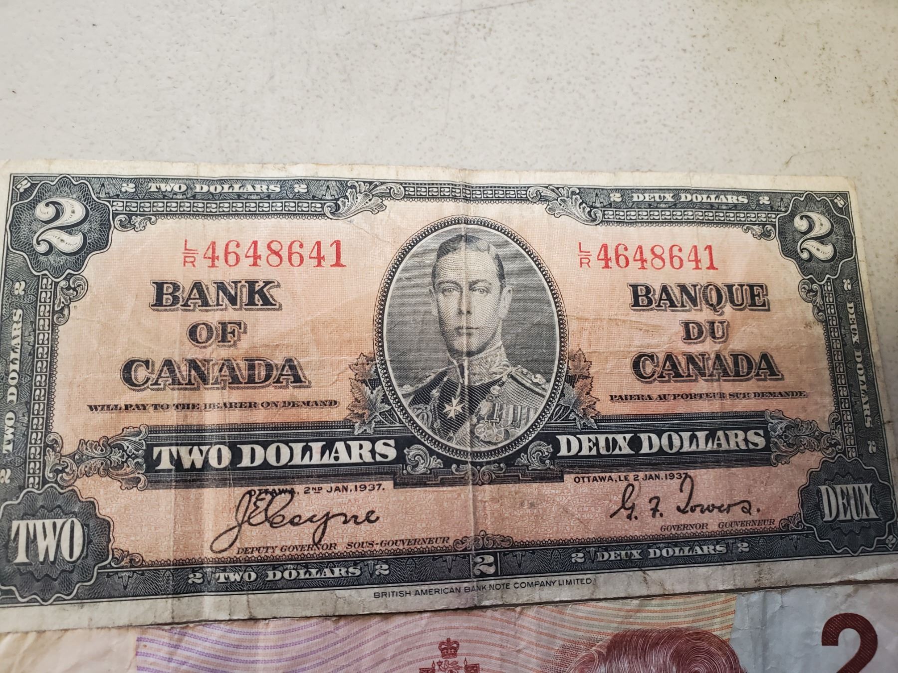 5 COLLECTIBLE CANADIAN $2 BILLS CIRCA 1937-1986