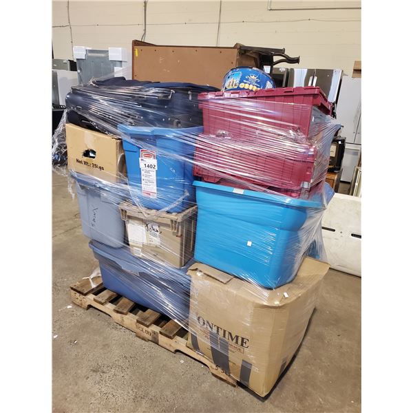 PALLET OF SUIT CASES, MAGAZINES, FURNITURE & MORE