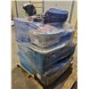 Image 2 : PALLET OF LUGGAGE, STACKABLE SHELVING, LIGHT FIXTURES, SHOES & MORE