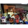 Image 2 : SHELF LOT OF ORNAMENTS, MASKS, HELMET & MORE