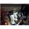 Image 3 : SHELF LOT OF ORNAMENTS, MASKS, HELMET & MORE