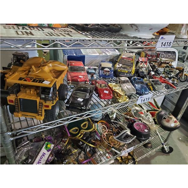 SHELF LOT OF ASSORTED COLLECTIBLE CARS & TOYS