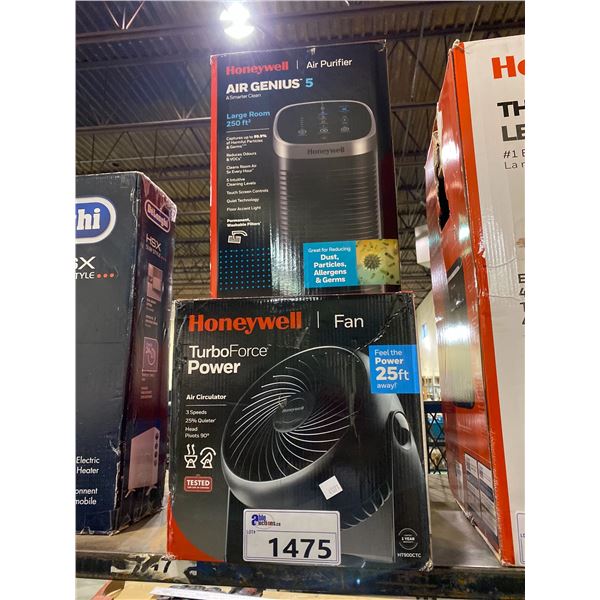 HONEYWELL AIR GENIUS 5 STANDING TOWER FAN & HONEYWELL TURBOFORCE POWER AIR CIRCULATOR FAN