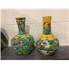 Image 2 : 2 YELLOW CHINESE DECORATED VASES WITH BIRD & FLORAL THEME