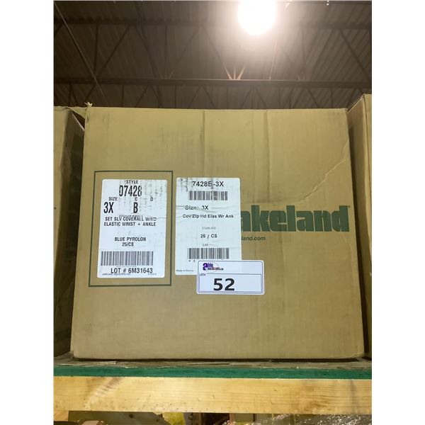 BOX OF LAKELAND SIZE 3XL COVERALLS WITH HOOD + ELASTIC WRIST/ANKLES