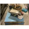 Image 2 : PALLET OF GARBAGE BAGS, WOODEN STORAGE BOX, WOODEN ORGANIZER, HARDWARE & MORE