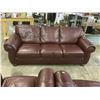 Image 2 : 3PC NATUZZI RED LEATHER SOFA SET